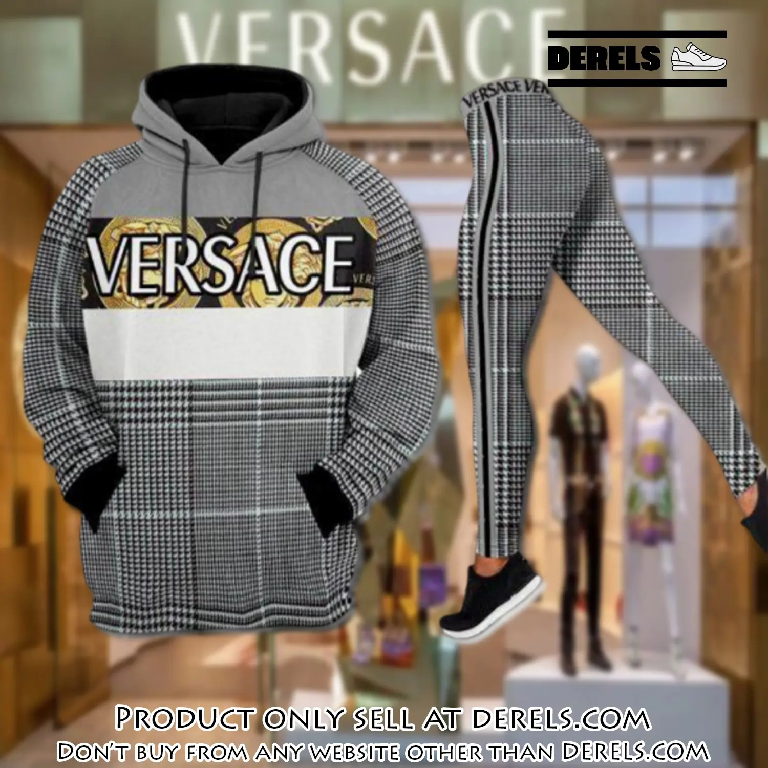 Gianni versace black white hoodie legging set luxury for women dr1955730